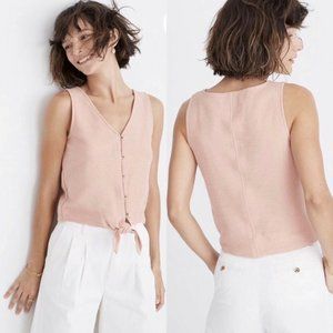 Madewell Texture & Thread Ribbed Tie-Front Tank in Dusty Clay, XS